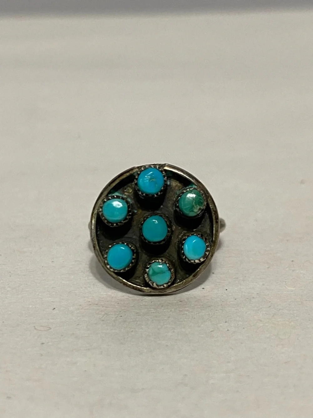 Vintage Native American Sterling Silver Ring - Turquoise  Size 4 1/2